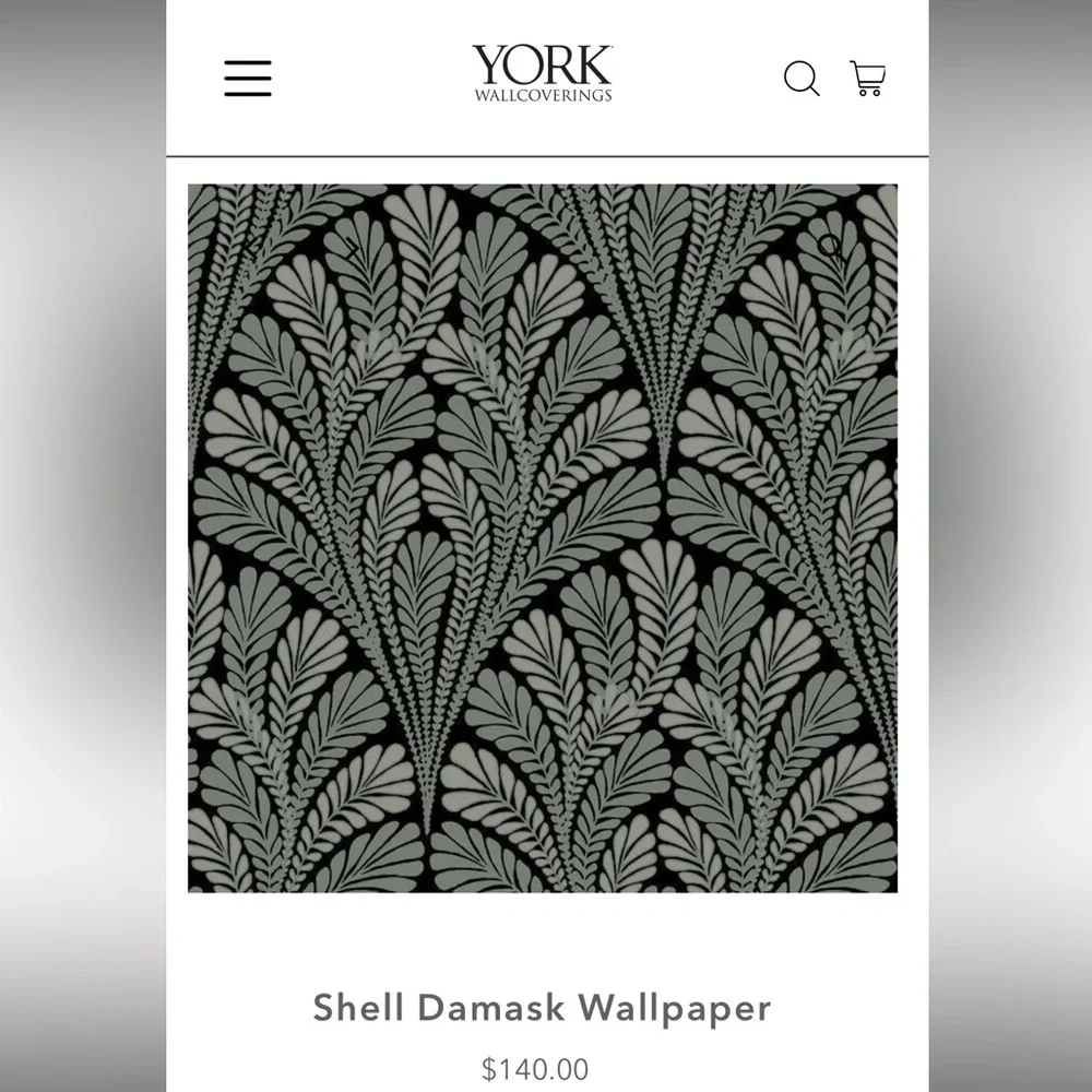 2 Double Rolls of Shell Damask Wallpaper in Black / Glint. #2